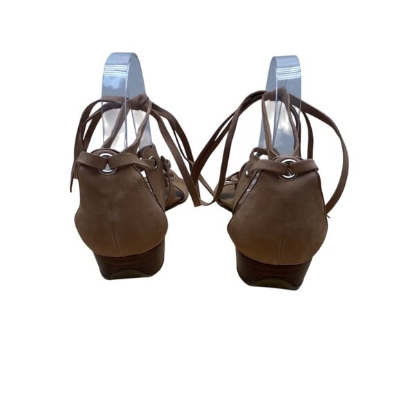 Nine West Sorcerer Womens Natural Tan Lace-Up Gladiator Wedge Sandals Size 10M - Picture 4 of 9